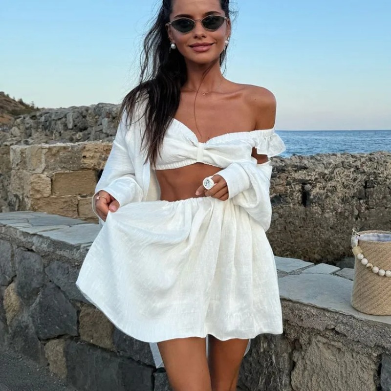 Summer Clothing Women Sale - Tank Top Gezwollen Minirok Tweedelige Set