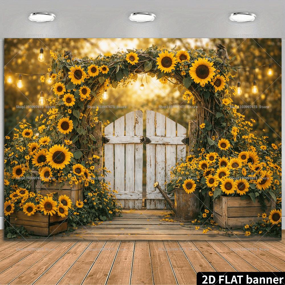 Summer Clothing Banner - 2D Zonnebloem Potplanten Achtergronden Zomerfeestdecoraties Fotografie