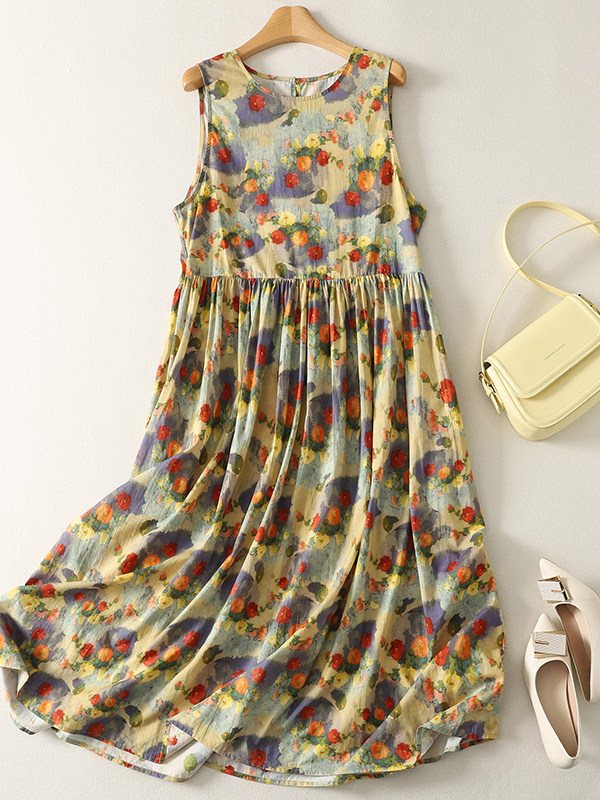 Summer Clothing Vibes - Zomer losse maxi-jurk met bloemenprint Japanse