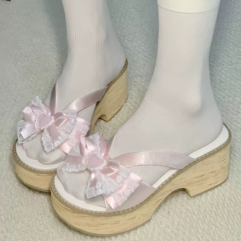 Summer Clothing Elegant - Sweet Bow Wood Grain Dikke Bodem