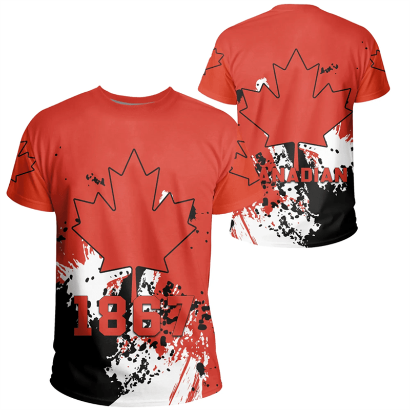 Summer Clothing Women Canada - Canada Day T-Shirt Canadese Vlag Embleem