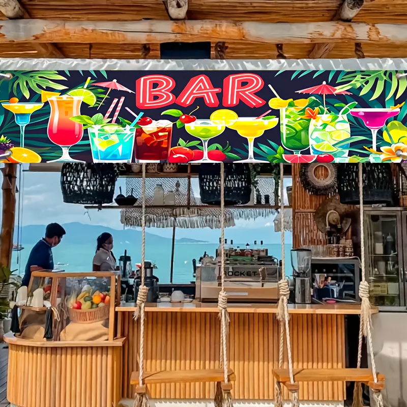 Summer Clothing Banner - Hawaiiaanse kustbar feestbanner tropisch strandthema palmbladeren