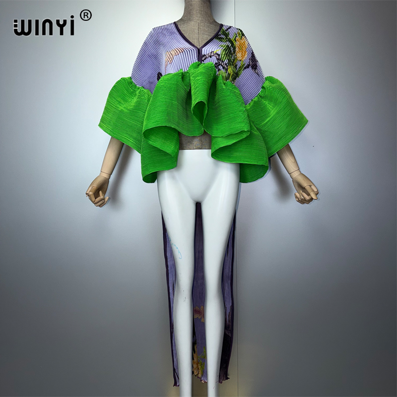 Summer Clothing H&M - WINYI Dames geplooide maxi feestjurk onregelmatig