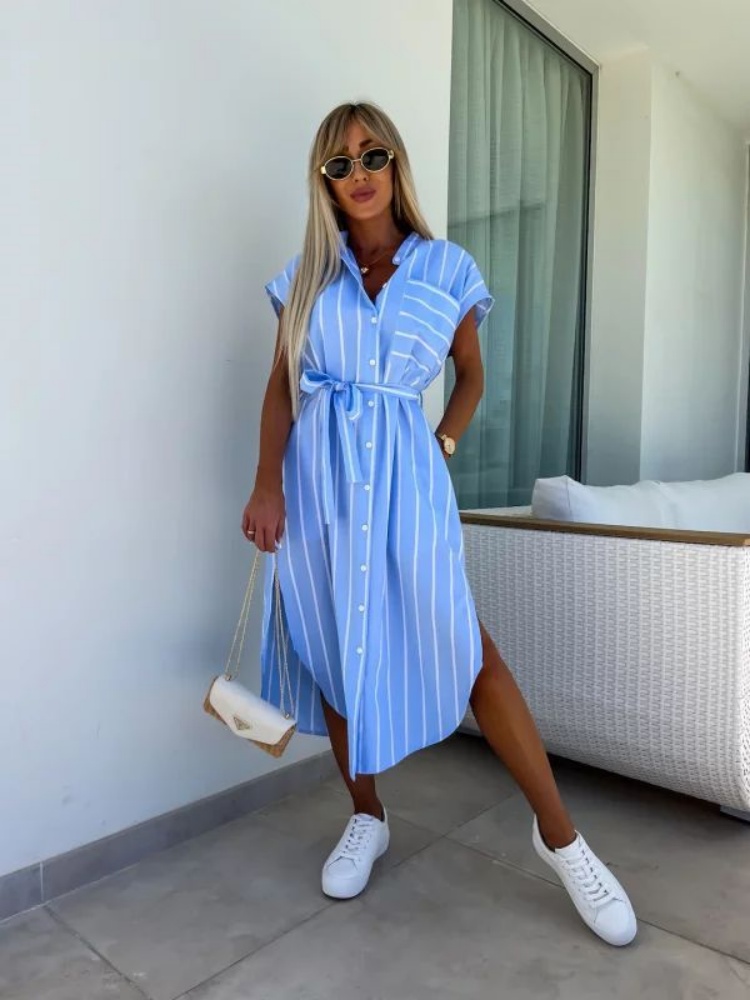 Gestreepte overhemdjurk met ko - Summer Clothing Looks recensie en prijs