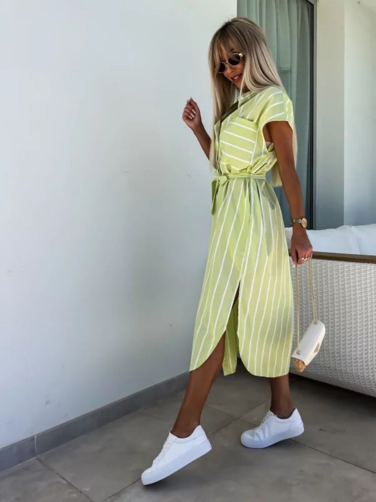 Gestreepte overhemdjurk met ko - Summer Clothing Looks recensie en prijs